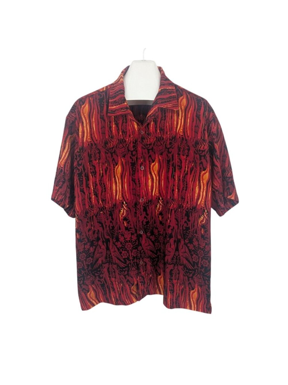 Y2K No Boundaries Button Up‎ Flame Rave Gothic Festival Clubwear Cyber 2XLarge